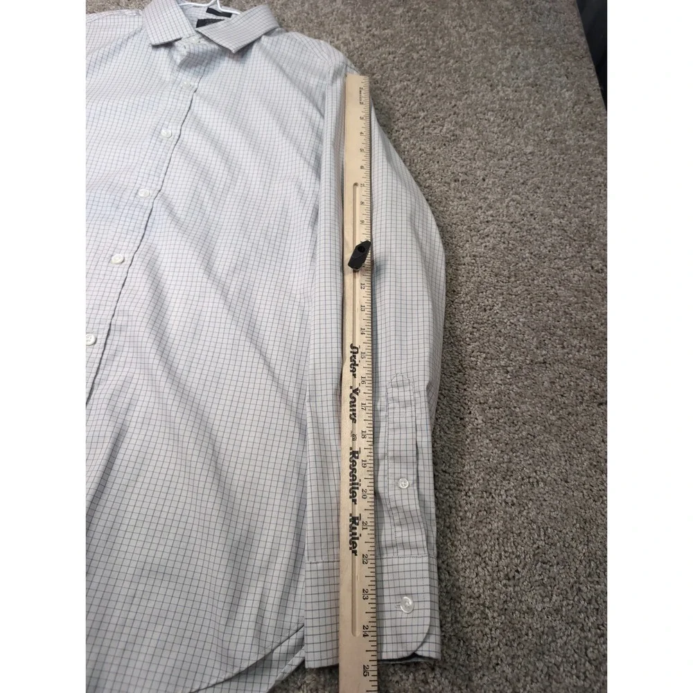 J.Crew Ludlow Mens 16 34 Classic Fit Micro Check Button Down‎ Shirt Grey White